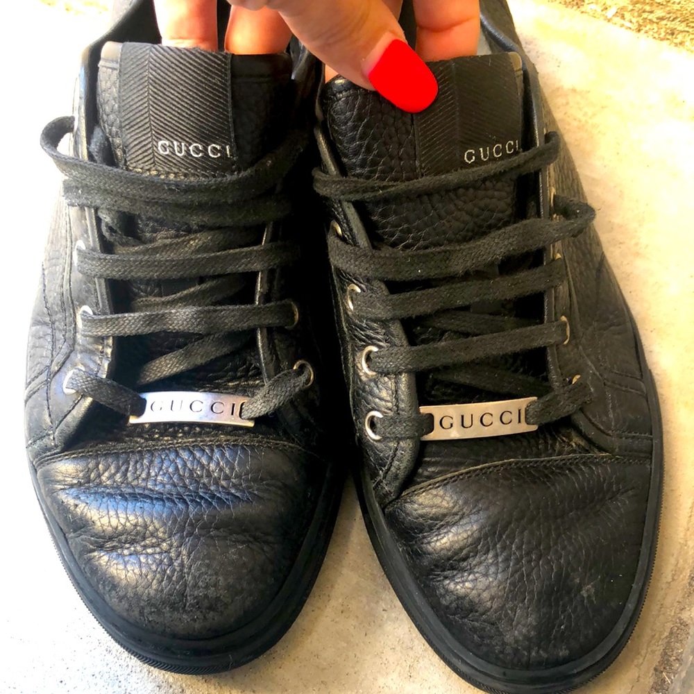 Men Gucci Pebbled Nappa leather low top sneaker